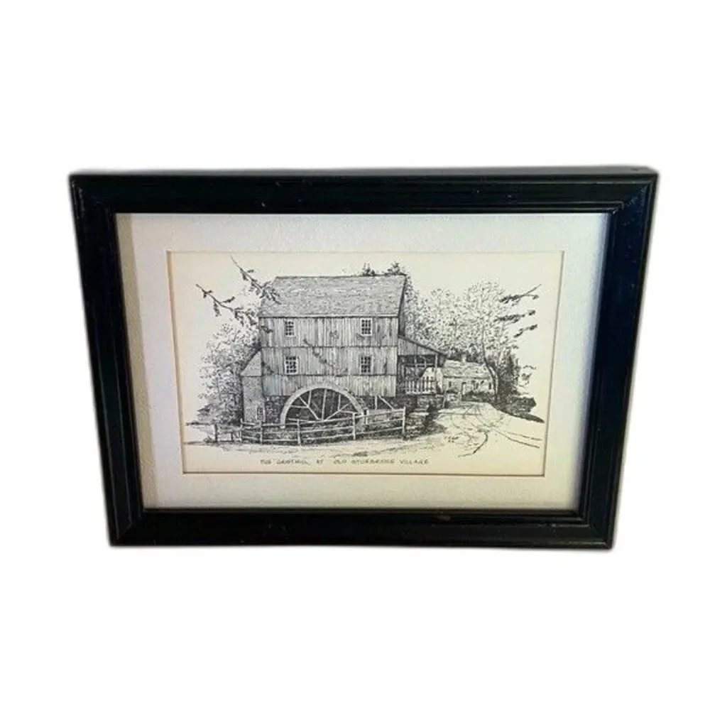 Pair Clark M. Goff Signed Etched Art Prints Framed 1970s